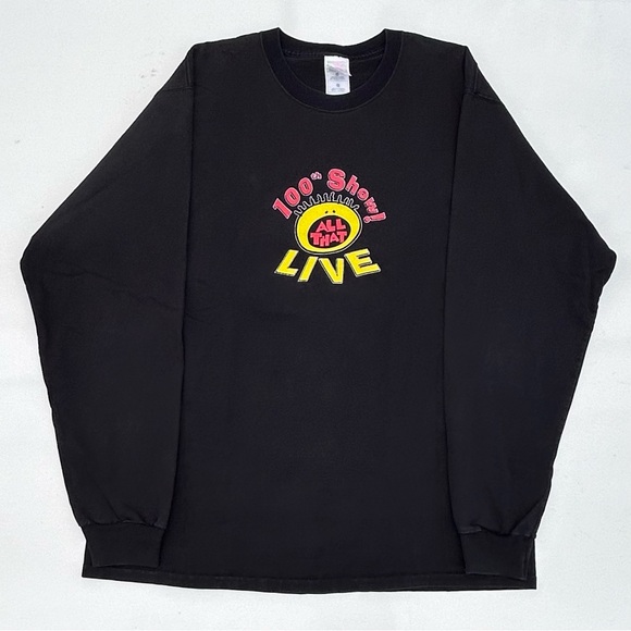Vintage 90’s Nickelodeon All That 100th Episode Promo Long Sleeve T Shirt Large - Picture 1 of 5